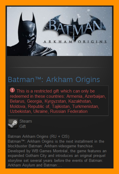 Batman: Arkham Origins (Steam Gift / RU CIS)