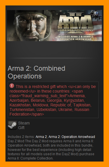 ARMA II 2: Combined Operations (Steam Gift RU CIS)+DayZ