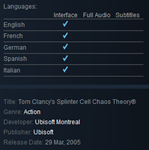 Tom Clancys Splinter Cell Chaos Theory (Steam Gift ROW)