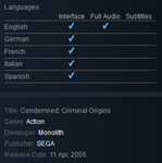 Condemned: Criminal Origins (Steam Gift / Region Free)