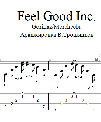 Buy Feel Good Inc Morcheeba Notes Tabs For Guitar And Download