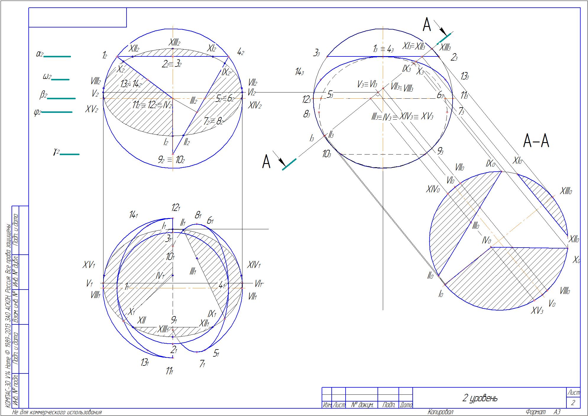 Control of descriptive geometry SGUPS 14 Var.