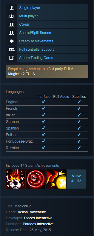 Magicka 2 (Steam KEY / ROW / Region free / Global)