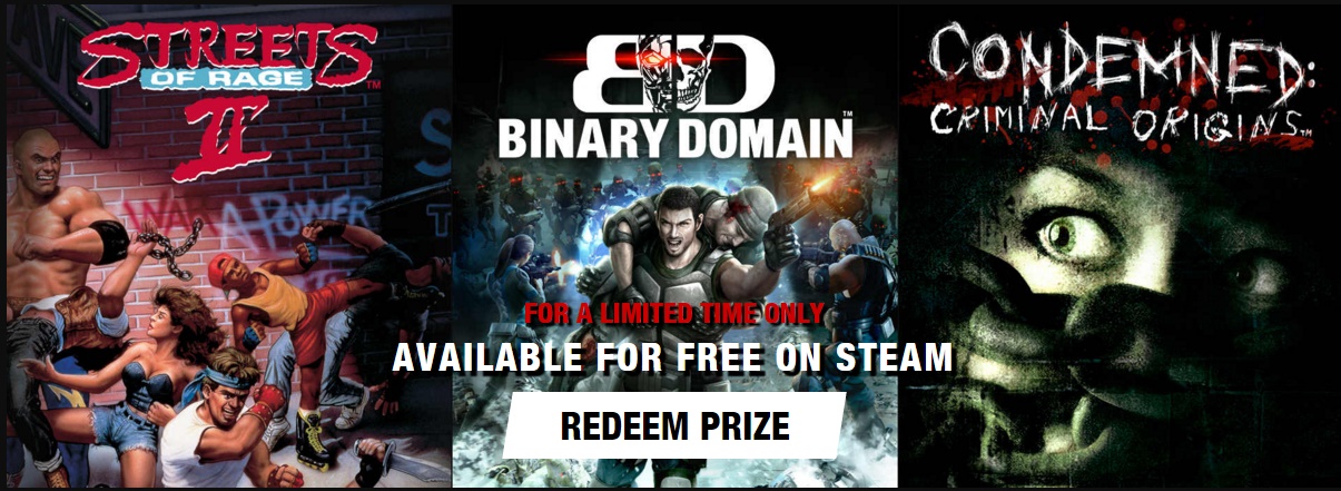Binary Domain+Condemned+Steet of Rage2 (Steem Key/ROW)