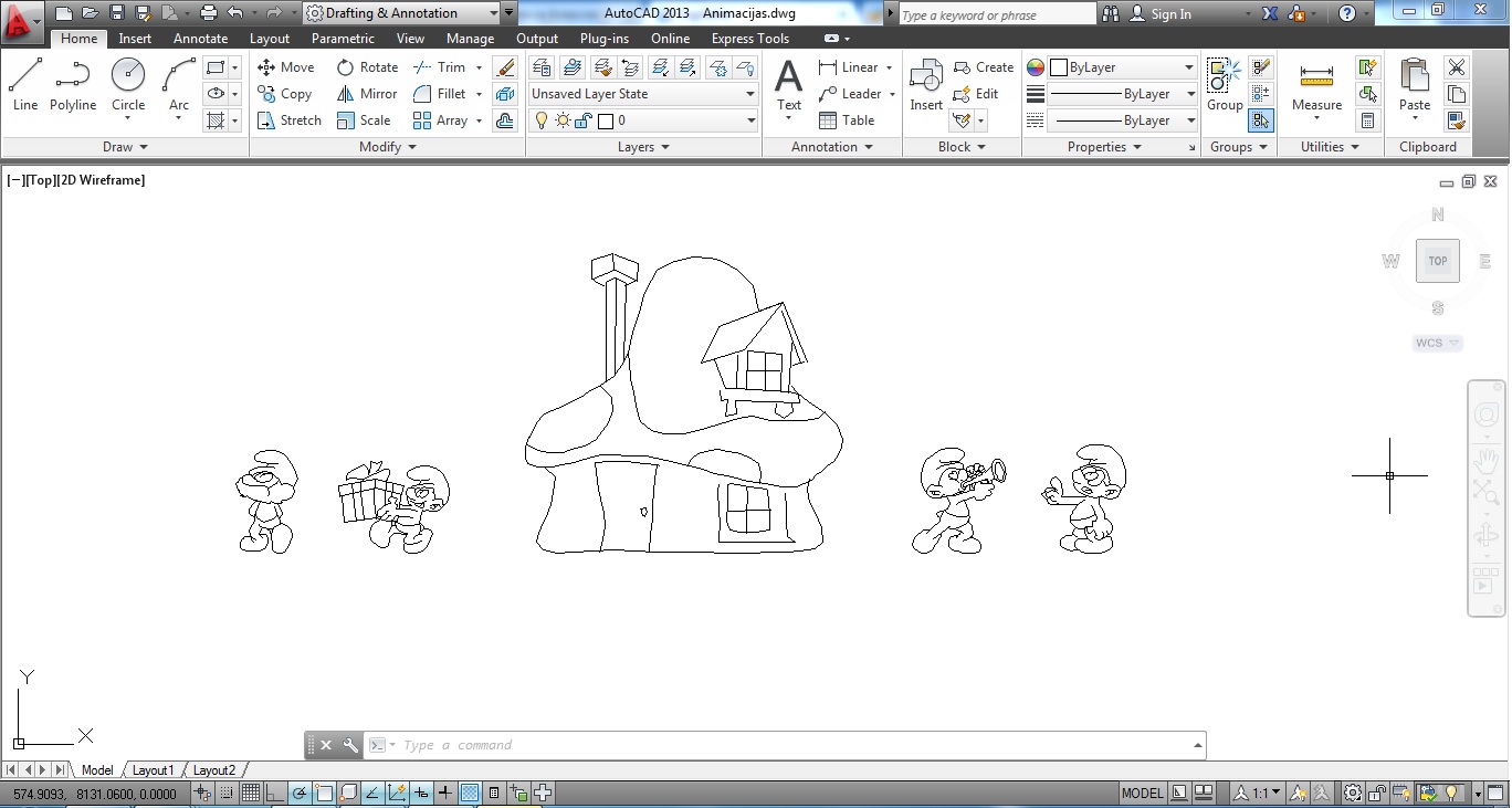 Модель Смурфиков для AutoCad