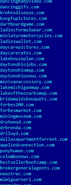 Database of .COM domains (21 September 2021)