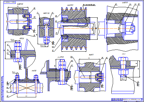 Чертеж Станок качалка СКДТ6-2,5-2800 (разрезы)