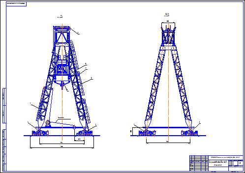 Чертеж кран козловой Q=65т, Н=14м (вид 2)