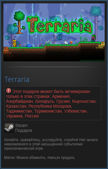 Terraria Steam Gift