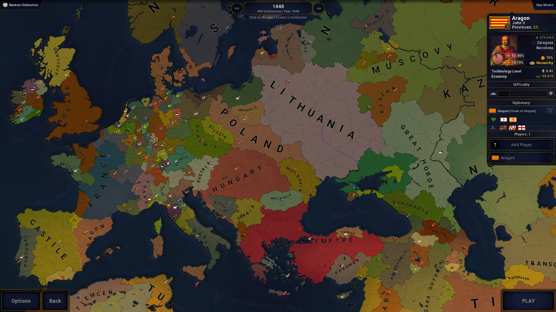 Карта европы 1440