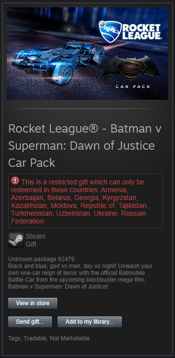 Rocket League - Batman v Superman [RU/CIS Steam Gift]