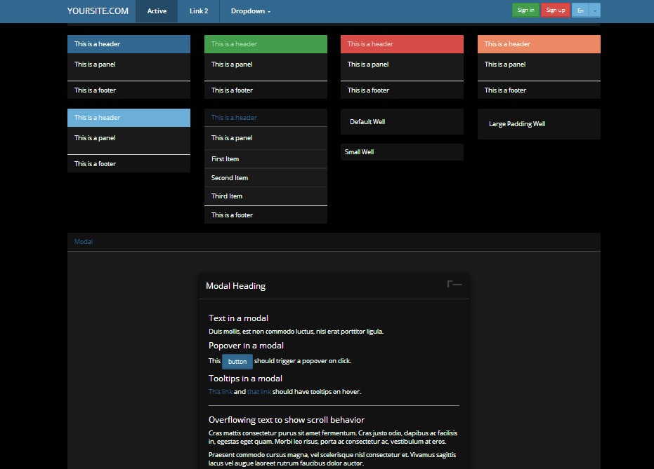 Bootstrap 3 Шаблон - Черный синий
