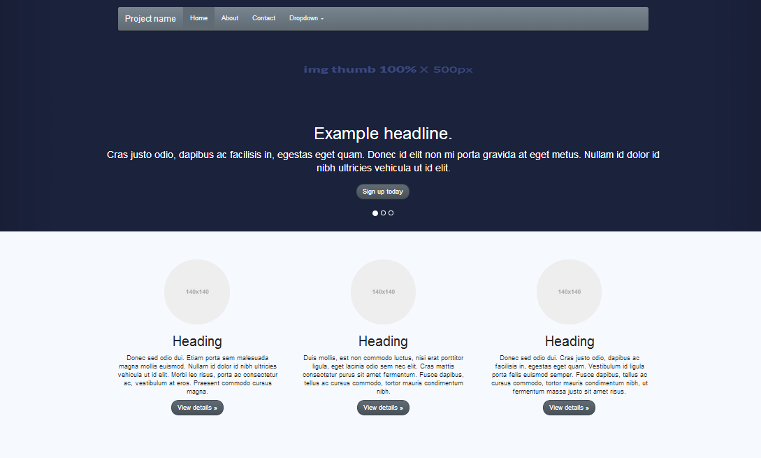 Bootstrap 3 Шаблон - Классический серый