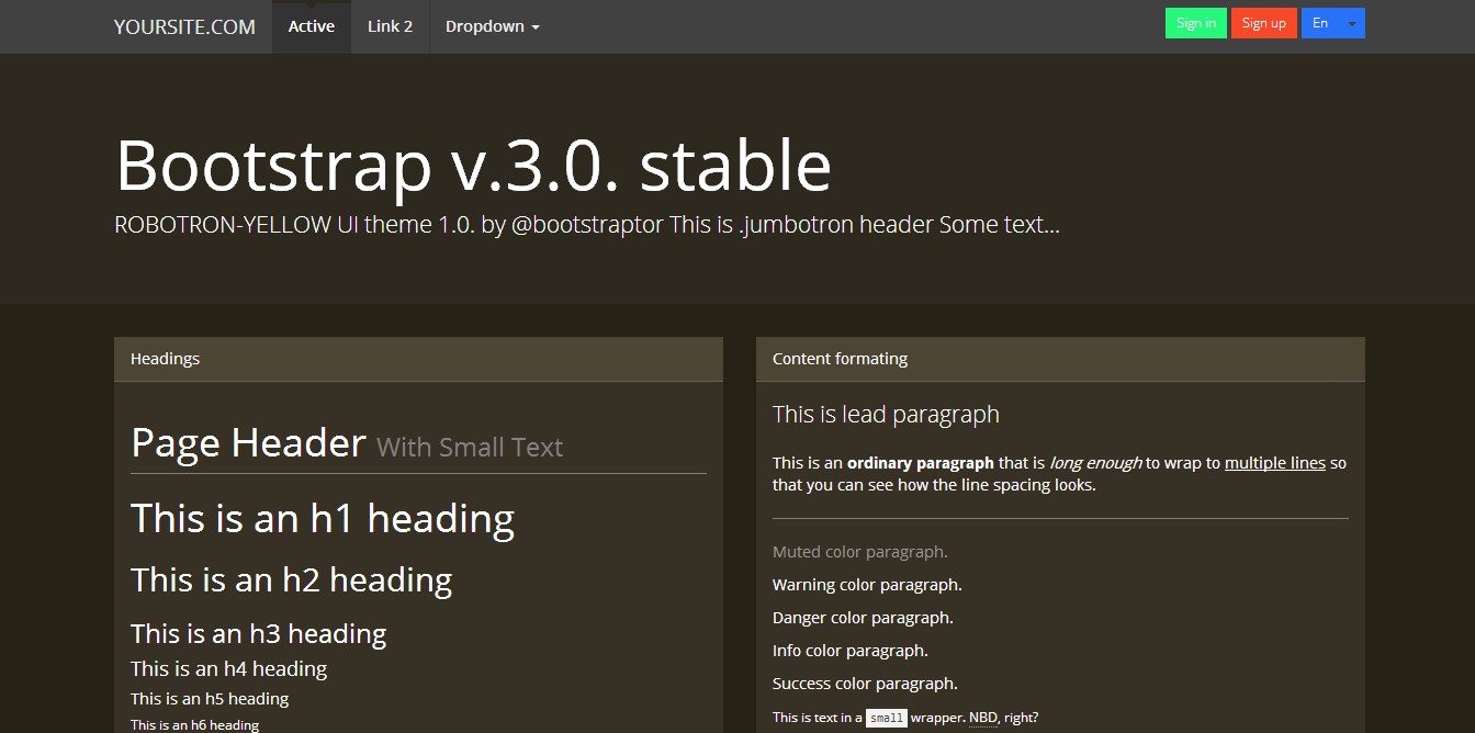 Bootstrap 3 Шаблон - Плоский Коричневый