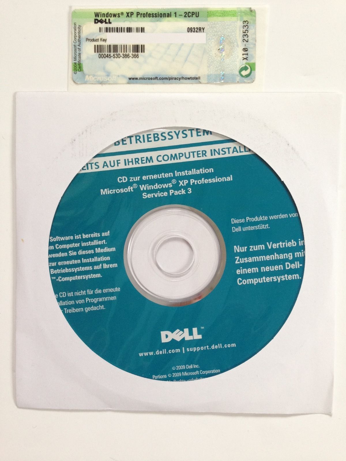 Windows XP Professional Service Pack SP 3 DELL Deutsch