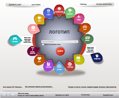 Веб Шаблон сайта "Каталог сайтов" в psd + html 5