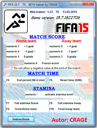 FIFA 15  ENG  TRAINER  (UT Cheat) version 15.8.1824501