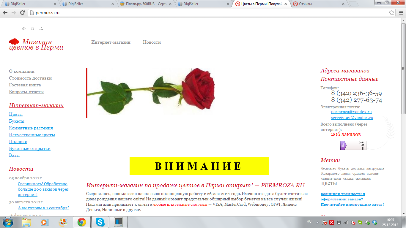 500RUB - Сертификат оплаты на сайте PERMROZA.RU