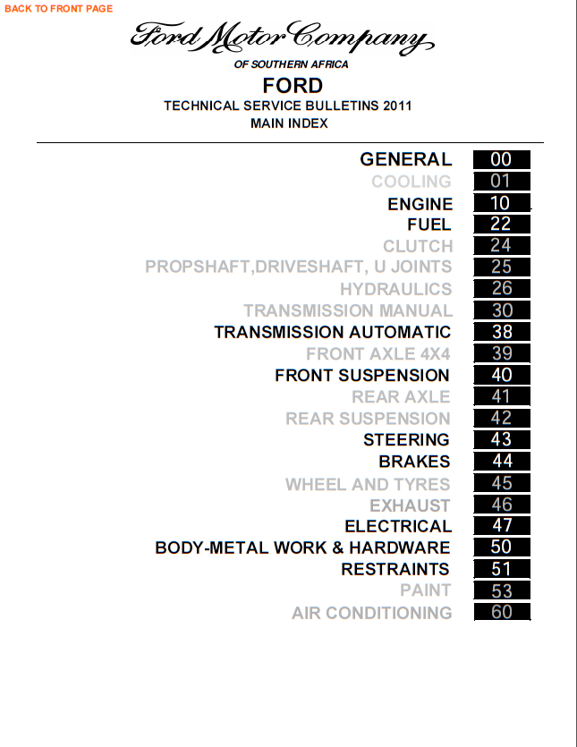 Ford tecnical service bulletins 2011
