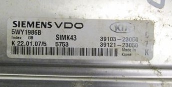 KIA Sportage 2.7L SIMK43 5WY1986B K7TCMP6A ca663056