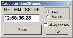 Калькулятор Frames to TimeCode и обратно