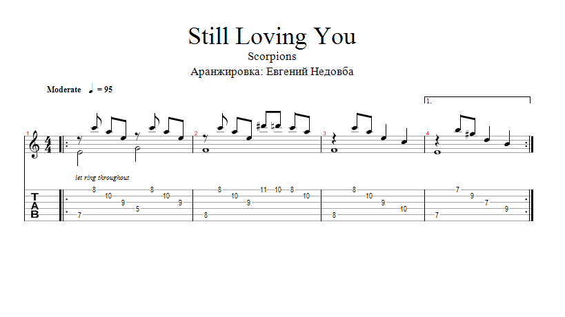 Still loving you notes and tabs for guitar