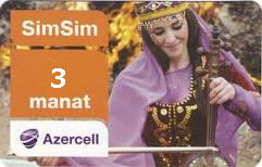 Карта оплаты Azercell 3 Azn (SimSim, Фактурная линия)