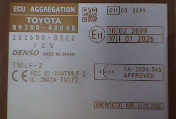 89300-42040 Toyota RAV 4 2008 IMMO 93c86