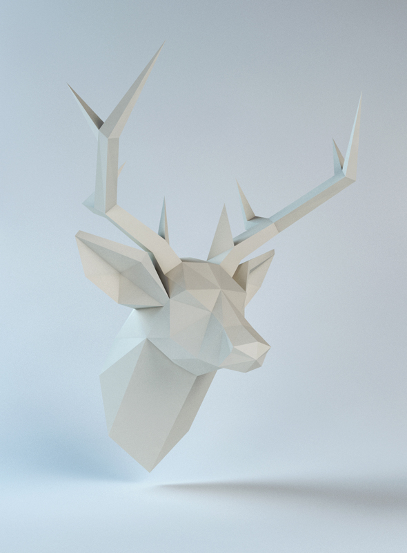 Low-poly 3d model head Deer