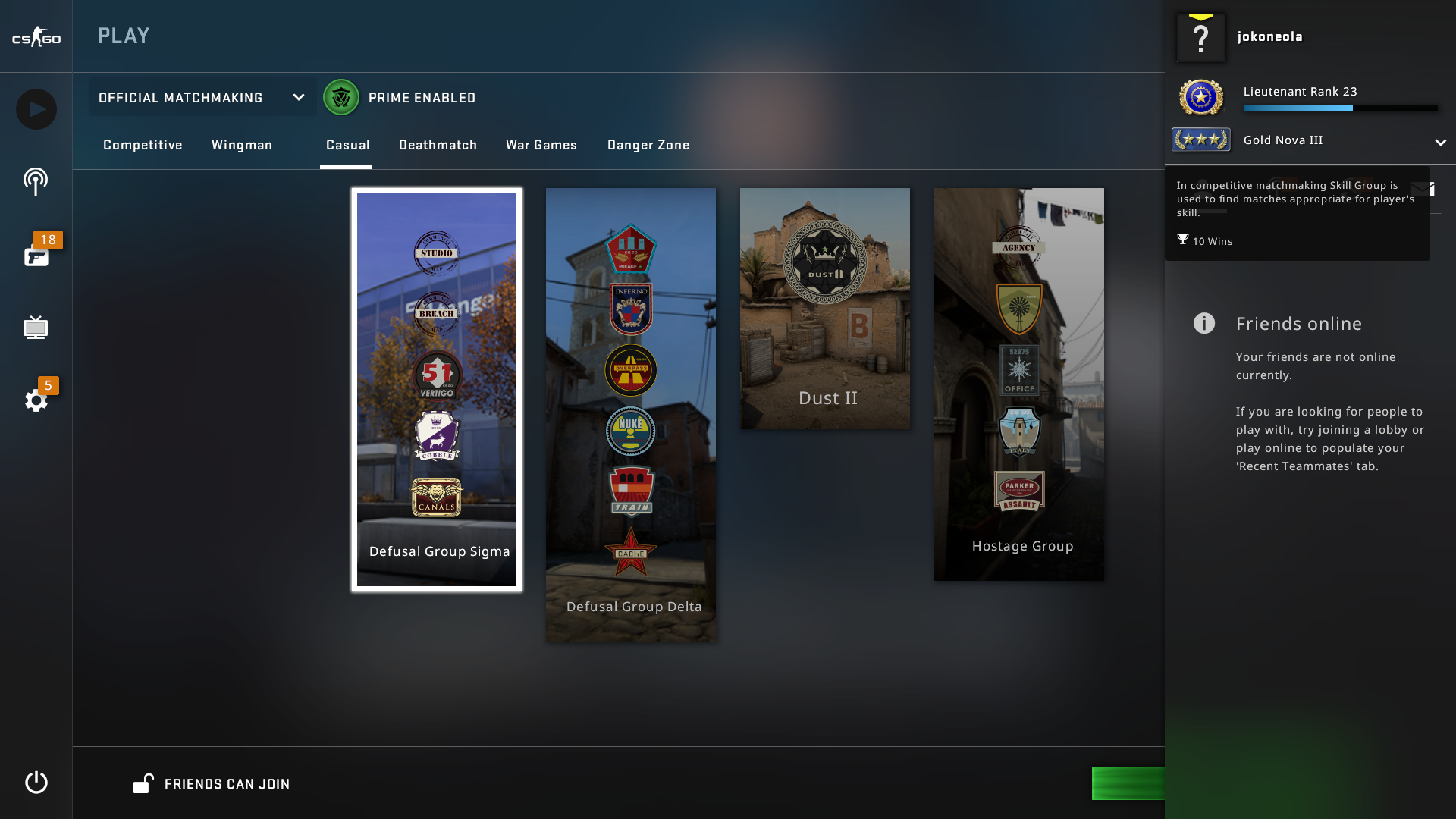 How to get cs go prime secras