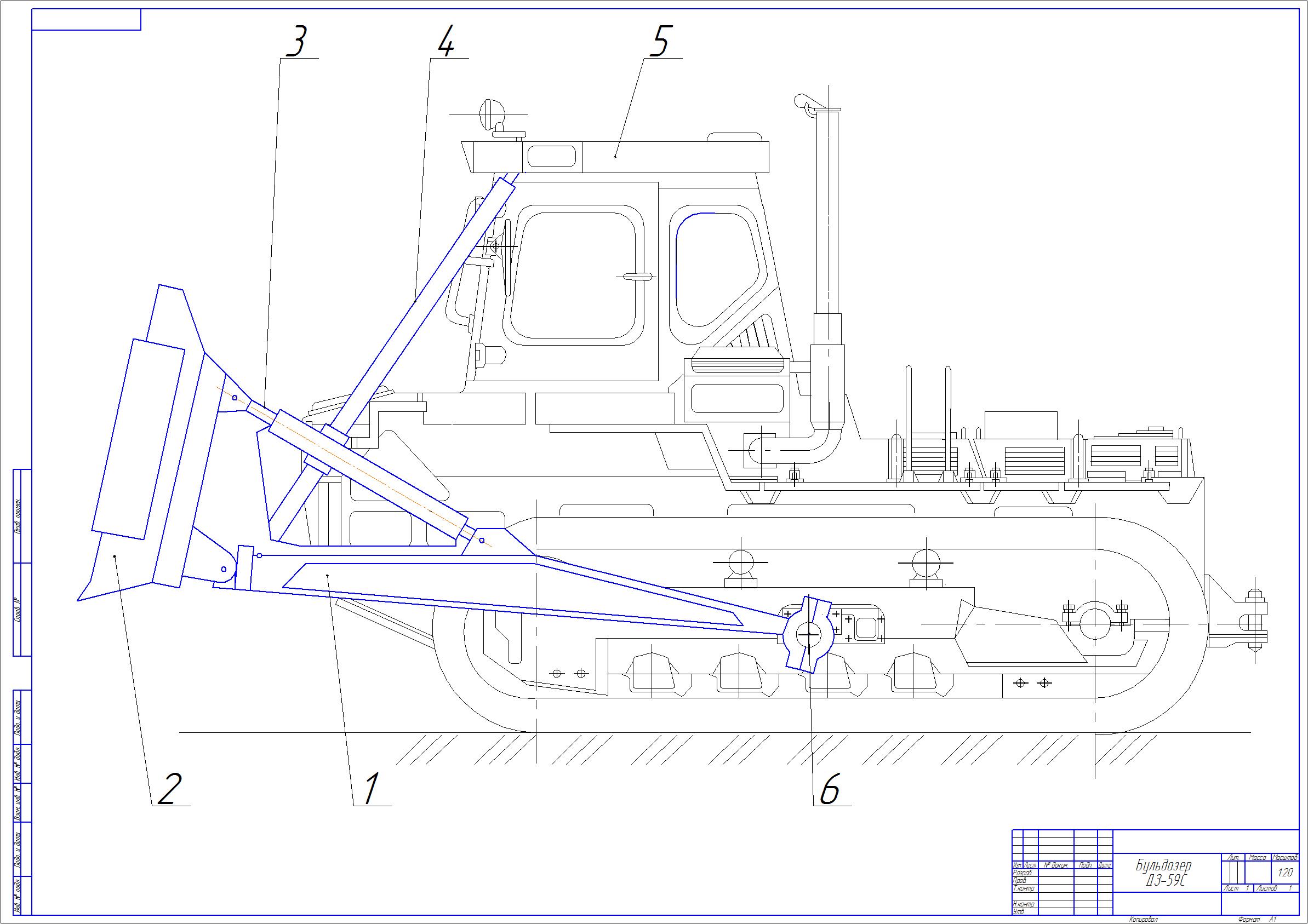 Чертеж бульдозер ДЗ-59С