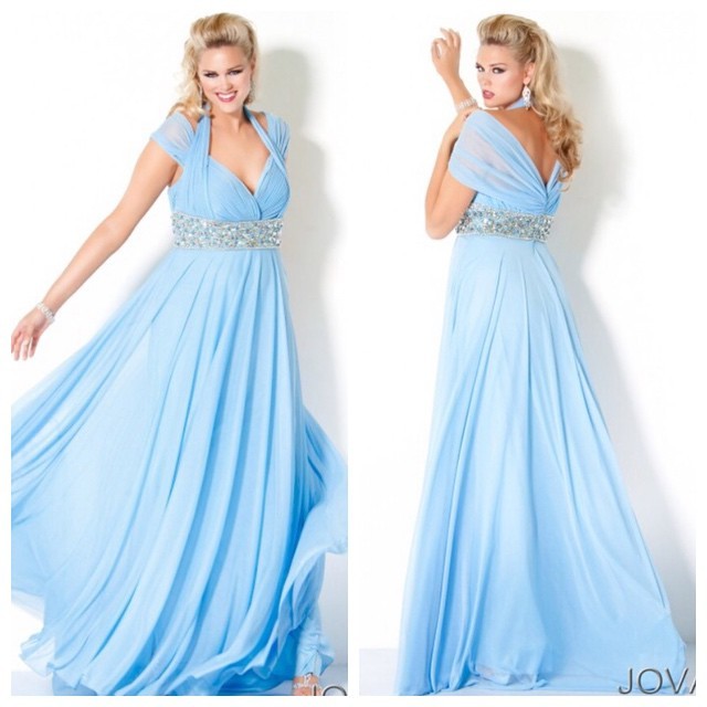 Сильвия Jovani XL/XXL голубое блестки длинное 3500