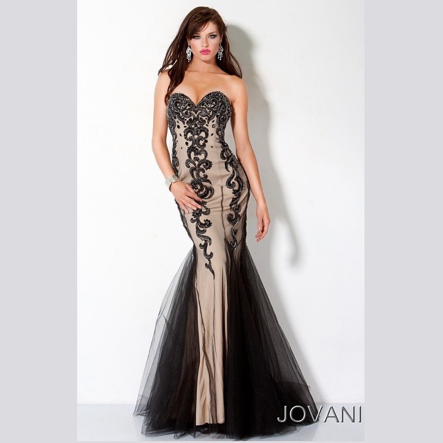Моника Jovani M бежевое черное 4000