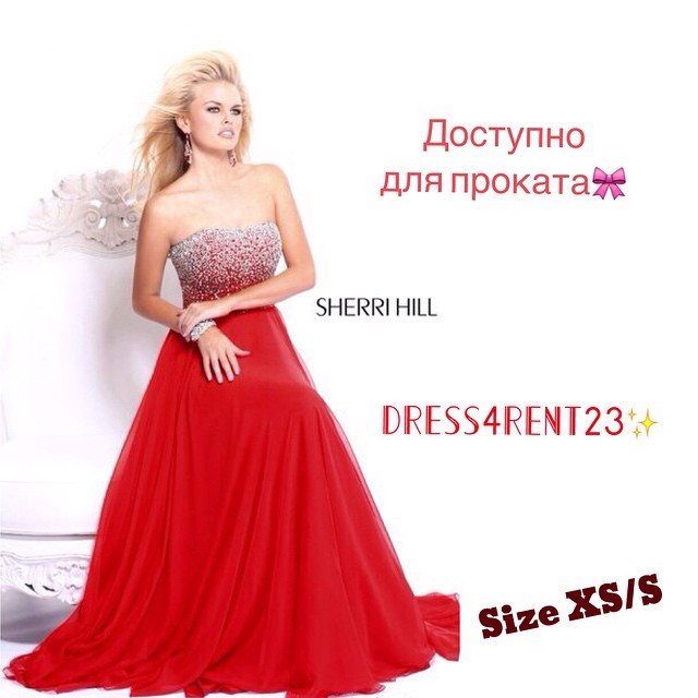 Виола XS/S Sherri Hill красное блестки длинное 4500