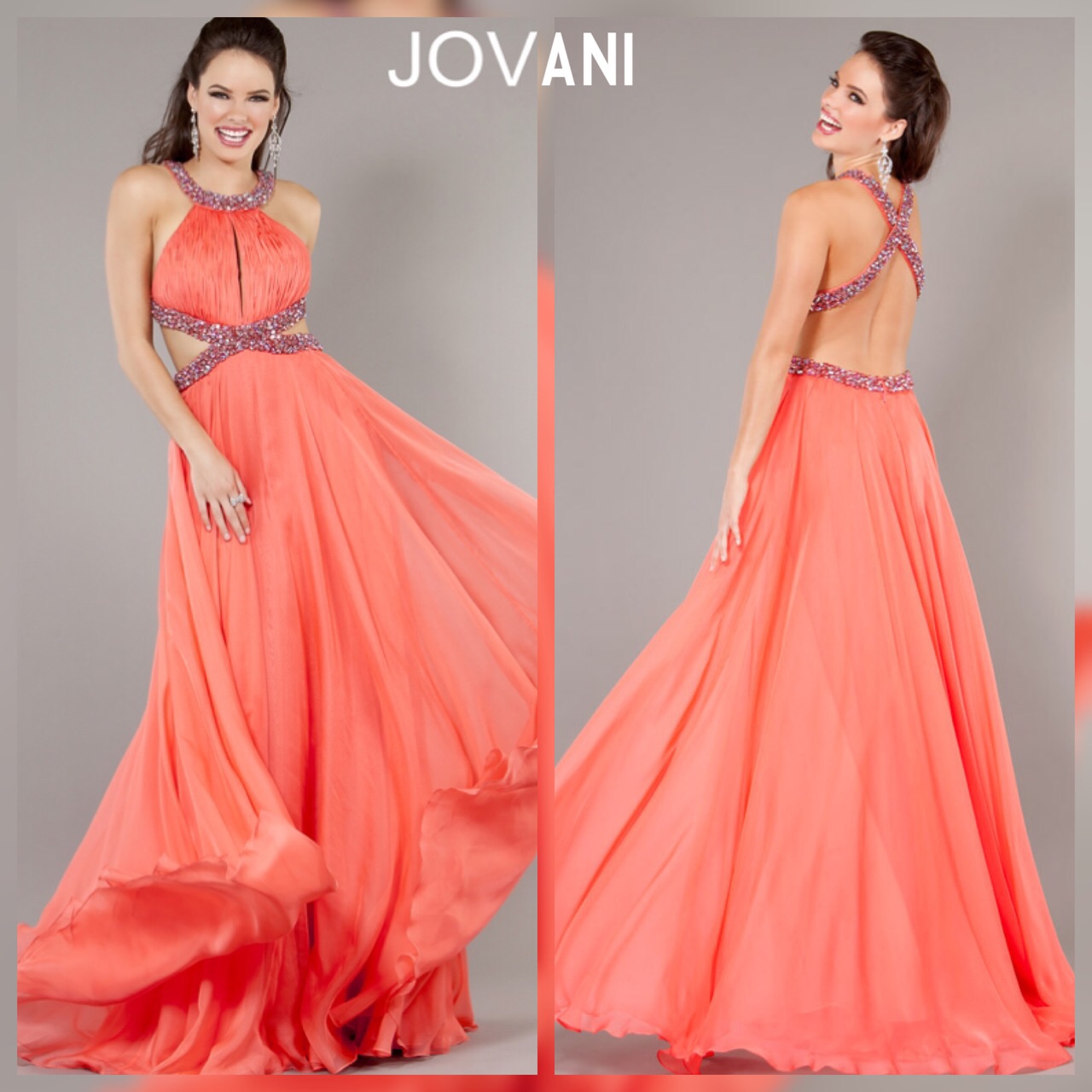 Николь XS/S/M JOVANI коралл красное длинное 3500