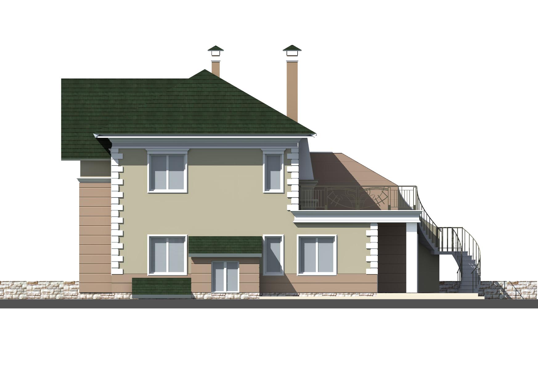 Двухэтажный дом с подвалом