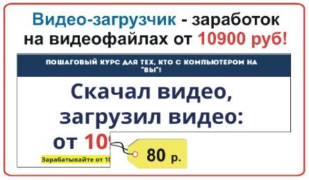 Курс Видео-загрузчик - заработок на видеофайлах 10900р.