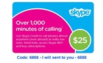 Skype $25 Prepaid eGift Card + DISCOUNTS