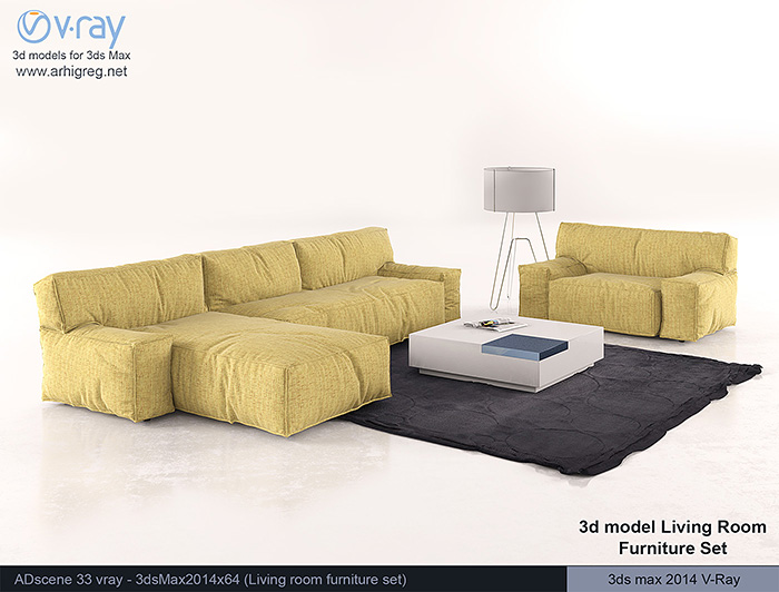 3D модель мебель для гостиной - ADscene 033 V-Rray