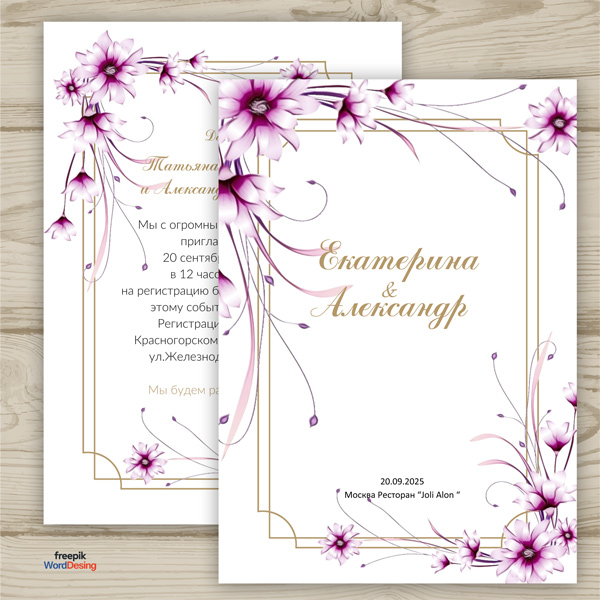 Invitation template for the wedding № 123