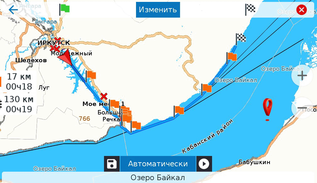 Map Lake Baikal and Irkutsk Reservoir (6-months)