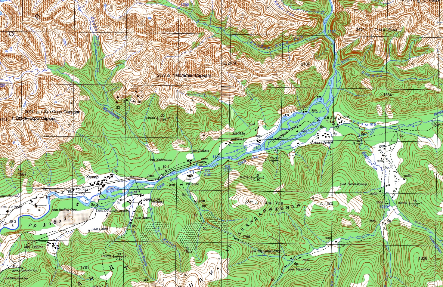 Подробная карта окинского района бурятии