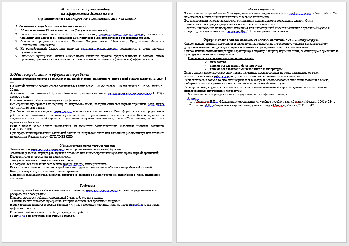 Рекомендации по написанию бизнес плана+хороший образец