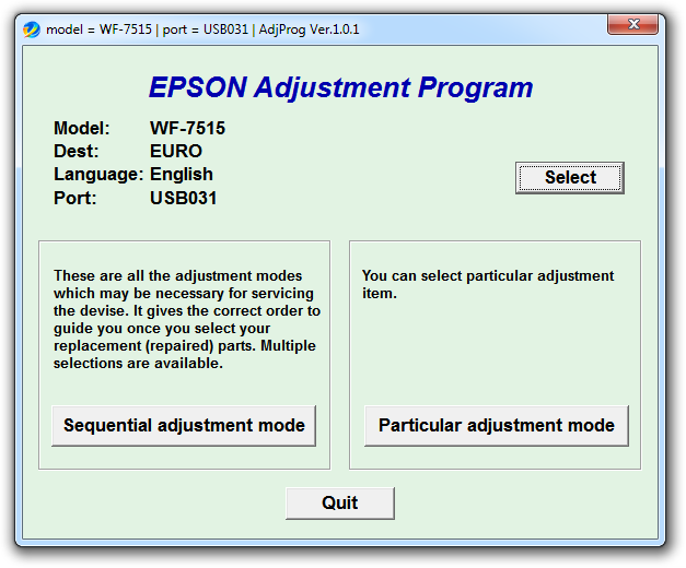 Epson WorkForce Adjustment WF-7510/15, WF-7015/25
