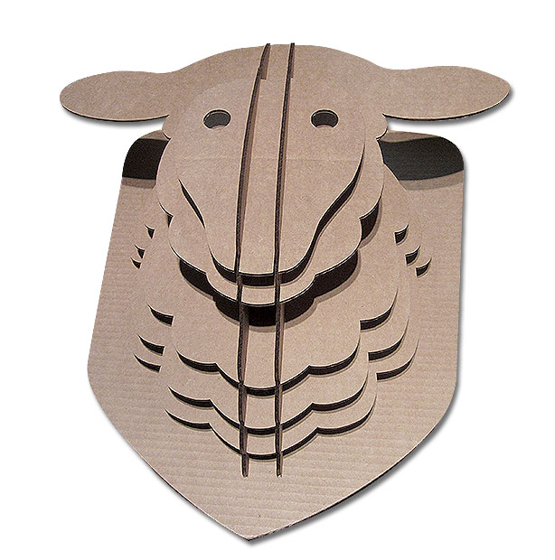Buy vector file of Sheep cardboard head template and download