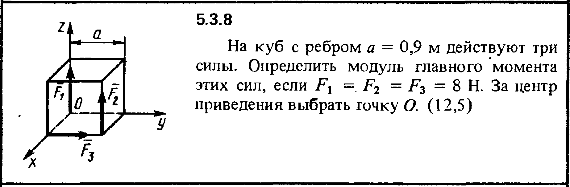 Ребро куба равно 5 м. Модуль главного момента сил. Проекции главного момента сил. Проекция главного момента на ось. Модули главного вектора и главного момента.