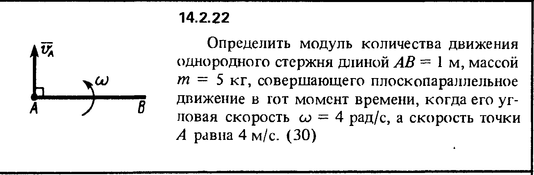 Определить модуль и направление скорости. Определить длину движущегося стержня. Определить угловую скорость стержня. Модуль количества движения стержня. Угловой момент однородного стержня.