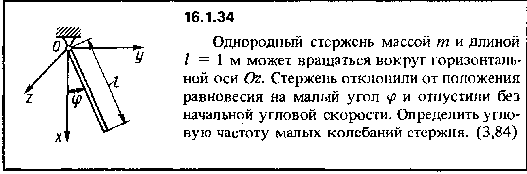 Однородный жесткий вертикальный стержень