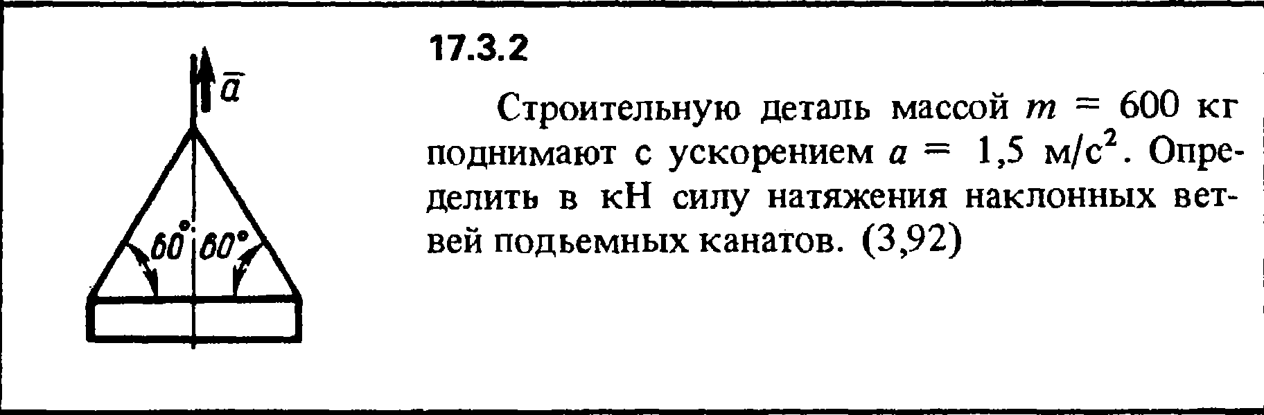 Груз массой 60 кг поднимают