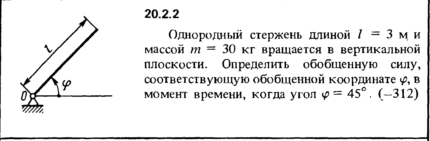 Однородный жесткий вертикальный стержень